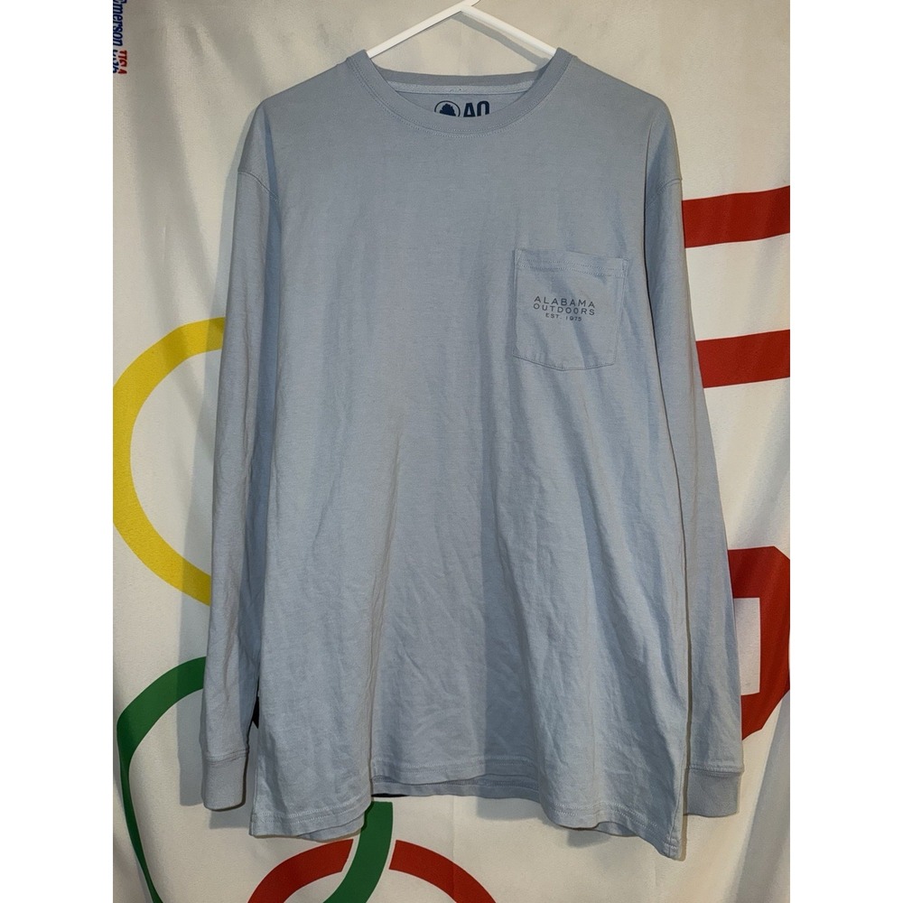NWT Alabama Outdoors T Shirt Mens Large Blue Long Sleeve Pima Cotton